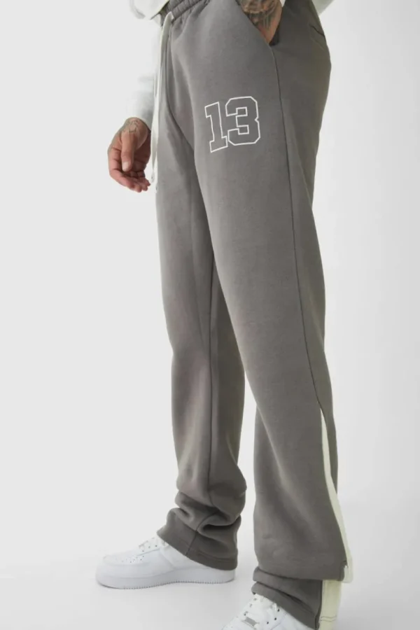 boohooMAN Tall Slim Flared Varsity Gusset Jogger | Trousers | Joggers