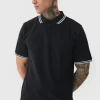 boohooMAN Tall Slim Tipped Pique Polo In | T-Shirts