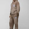 boohooMAN Tall Spray Wash Waffle Graphic Hooded Tracksuit | Tracksuits