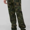 boohooMAN Tall Straight Camo Bandana Cargo Trouser | Trousers