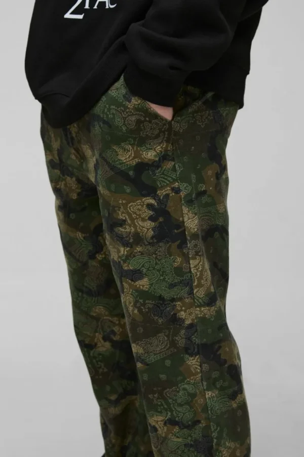 boohooMAN Tall Straight Camo Bandana Cargo Trouser | Trousers