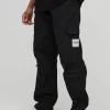 boohooMAN Tall Straight Leg Ankle Grazer Woven Tab Cargo Trouser | Trousers