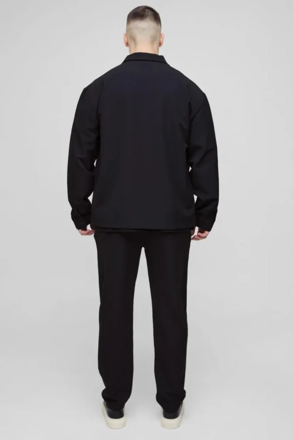 boohooMAN Tall Stretch Woven Tapered Trousers | Trousers