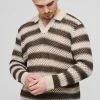 boohooMAN Tall Stripe Knitted Rugby Polo | Knitwear | Going Out Knitwear