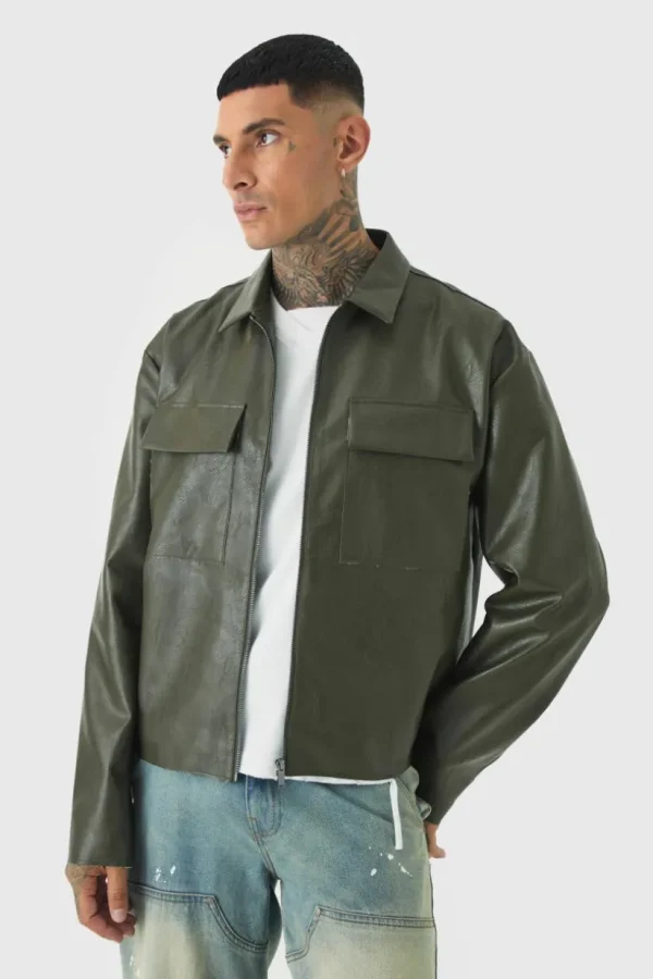 boohooMAN Tall Tailored PU Harrington Jacket | Going Out | Going Out Jackets