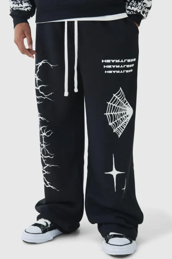 boohooMAN Tall Wide Leg Print Joggers | Trousers | Joggers