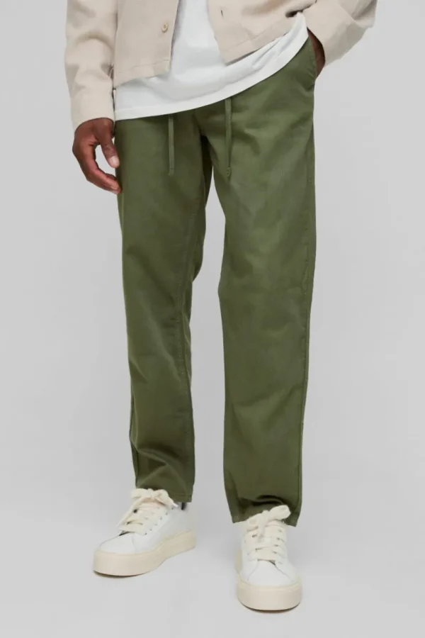 boohooMAN Tapered Chinos With Drawcords In | Trousers