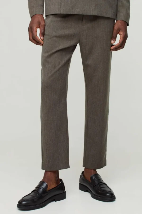 boohooMAN Tapered Cropped Fit Trousers | Suits & Tailoring | Suits & Tailoring