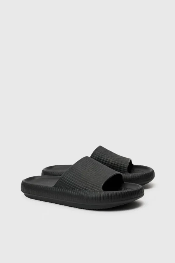 boohooMAN Textured Slider In | Sliders & Slippers | Footwear