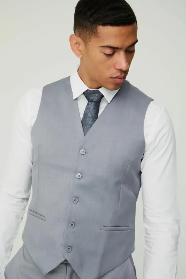 boohooMAN Textured Waistcoat | Suits & Tailoring | Suits & Tailoring