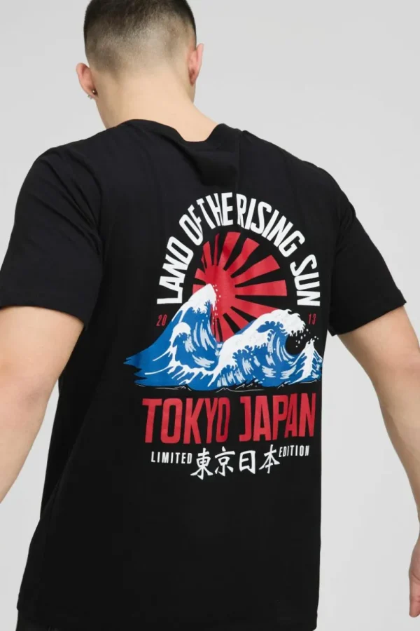 boohooMAN Tokyo Japan Waves T-Shirt | T-Shirts