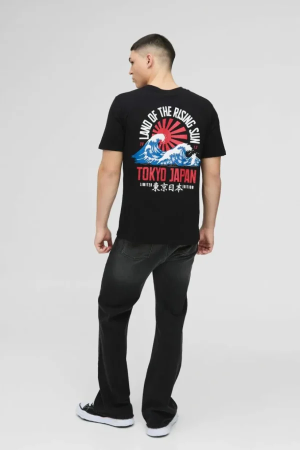 boohooMAN Tokyo Japan Waves T-Shirt | T-Shirts