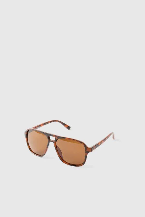 boohooMAN Tortoise Navigator Sunglasses | Sunglasses