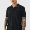 boohooMAN Towelling Polo With Piping & Metal Tab | Going Out Polo Shirts