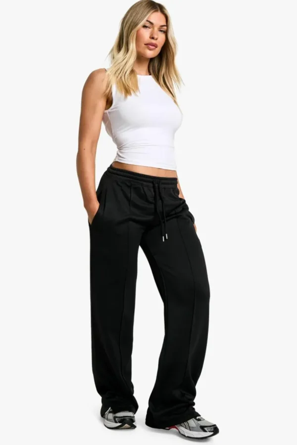 boohoo Tricot Split Hem Pintuck Straight Leg Jogger | Women Shirts | Foundation