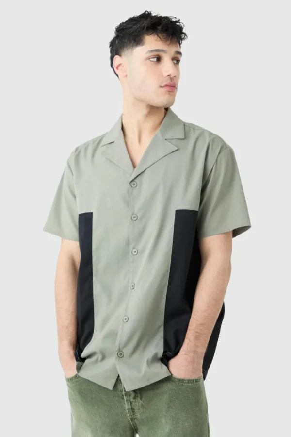 boohoo Twill Short Sleeve Gusset Detail Set | Sets & Coords | Shirts