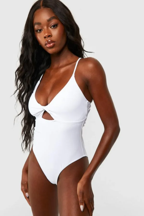 boohoo Twist Front Swimsuit | Women Shirts | Foundation