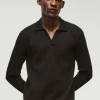 boohooMAN V Neck Long Sleeve Jacquard Polo | Going Out Polo Shirts | Going Out