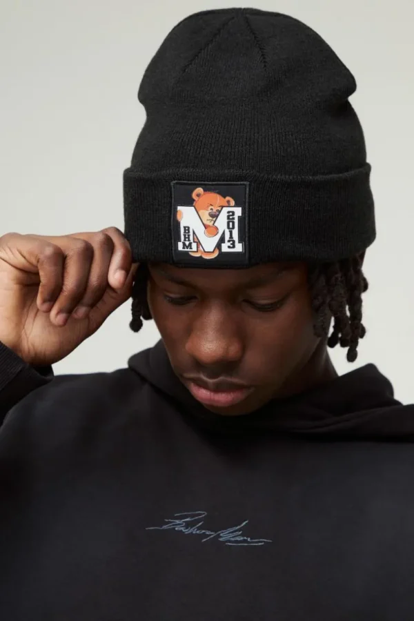 boohooMAN Varsity Bear Graphic Beanie | Hats & Caps