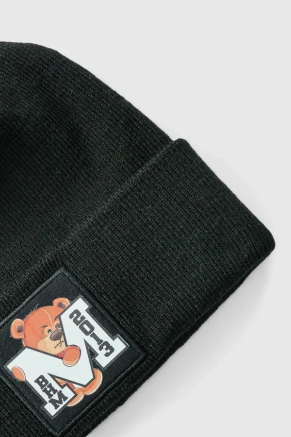 boohooMAN Varsity Bear Graphic Beanie | Hats & Caps