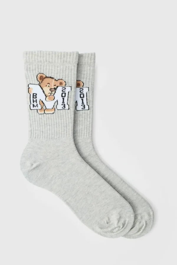 boohooMAN Varsity Teddy Bear Sports Socks | Underwear & Socks | Underwear & Socks