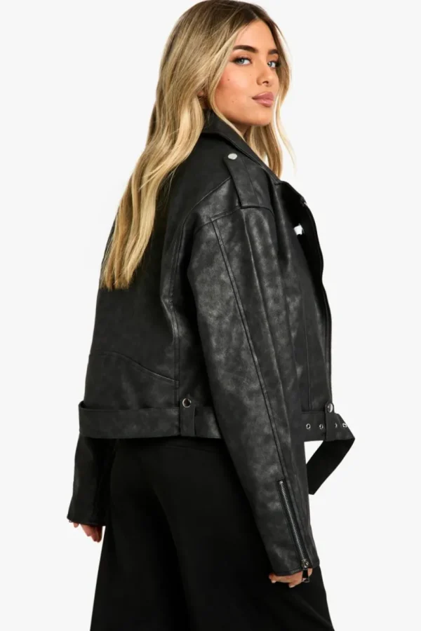 boohoo Vintage Look Faux Leather Biker Jacket | Women Shirts | Foundation