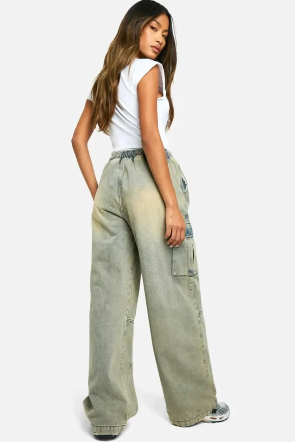 boohoo Elasticated Waist Baggy Cargo Jeans | Women Shirts | Foundation