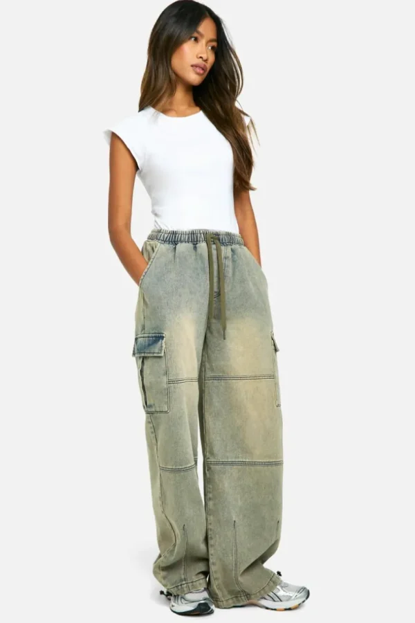 boohoo Elasticated Waist Baggy Cargo Jeans | Women Shirts | Foundation