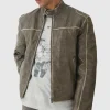 boohooMAN Washed Seam PU Biker Jacket In | Man | Coats & Jackets