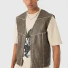 boohooMAN Washed Seam PU Vest In | Man | Coats & Jackets