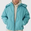 boohooMAN Wavy Quilted Hooded Puffer Jacket In | Man | Coats & Jackets