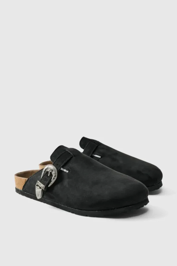 boohooMAN Western Buckle Mule In | Sliders & Slippers | Footwear