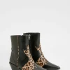 boohoo Wide Fit Leopard Detail Western Boot | Women/BOY Shirts | Foundation