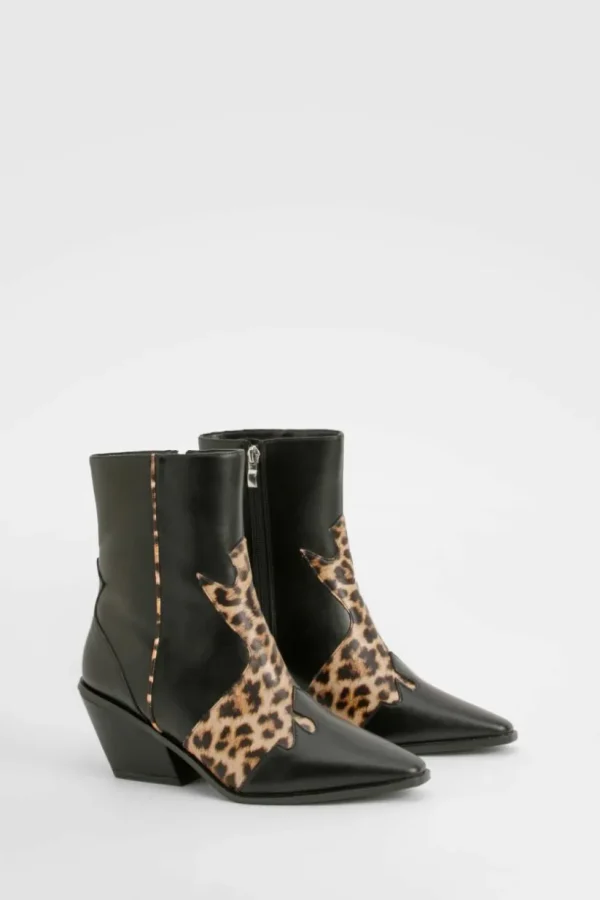 boohoo Wide Fit Leopard Detail Western Boot | Women/BOY Shirts | Foundation