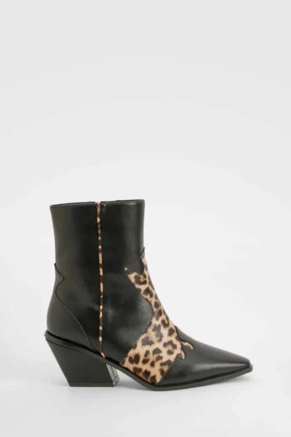 boohoo Wide Fit Leopard Detail Western Boot | Women/BOY Shirts | Foundation