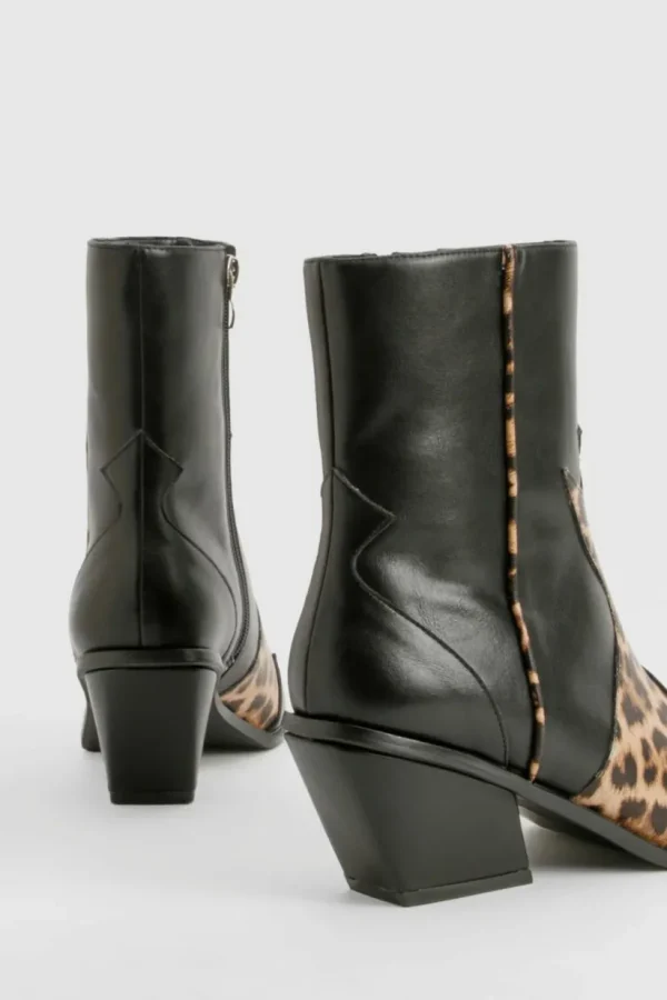 boohoo Wide Fit Leopard Detail Western Boot | Women/BOY Shirts | Foundation