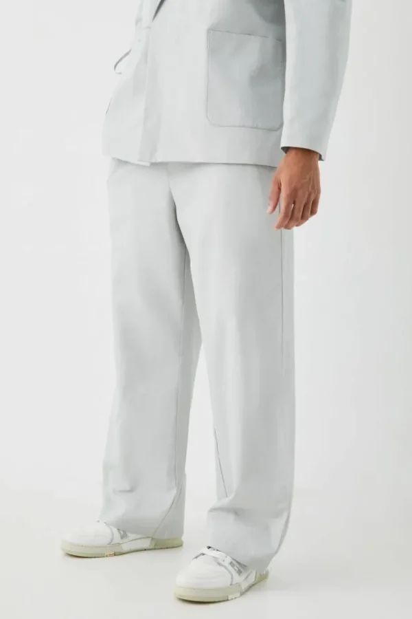 boohooMAN Wide Leg Elasticated Waistband Linen Joggers In | Suits & Tailoring | Suits & Tailoring