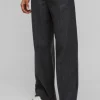 boohooMAN Wide Leg Pinstripe Wool-Look Tailored Trousers | Trousers