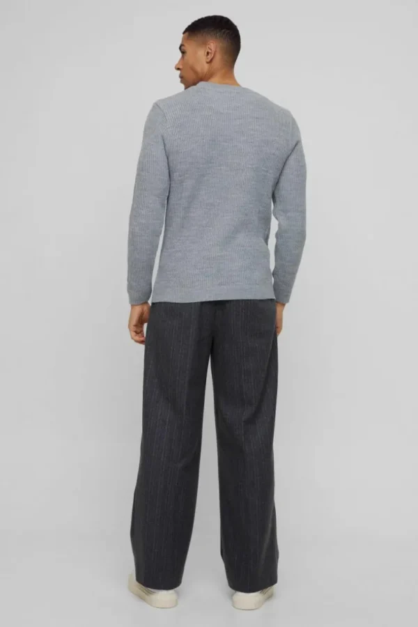 boohooMAN Wide Leg Pinstripe Wool-Look Tailored Trousers | Trousers