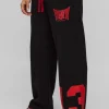 boohooMAN Wide Leg Varsity Mesh Applique Jogger | Joggers