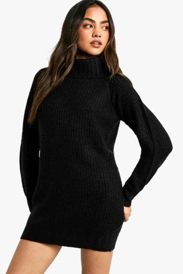 boohoo Wide Rib Bardot Neckline Mini Jumper Dress | Women Shirts | Foundation