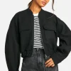 boohoo Wool Look Double Zip Bomber Jacket | Women Shirts | Foundation