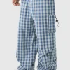 boohooMAN Woven Check Parachute Cargo Trousers | Trousers